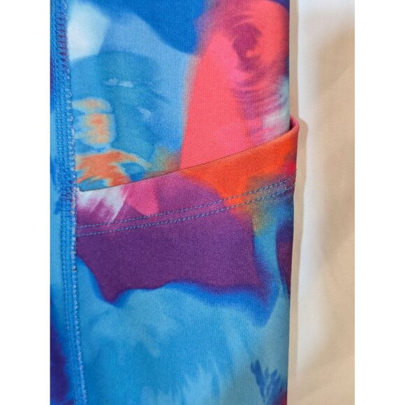 Nine West Active Womens Multicolor Tie Dye Print High-Waist Capri Leggings M - Picture 2 of 4